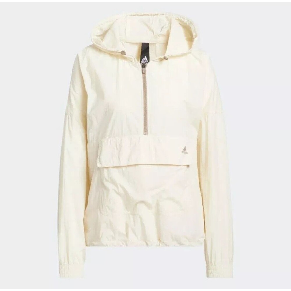 Adidas HK9912 Women's Q1 Utility Windbreaker Jacket Size S Wonder White